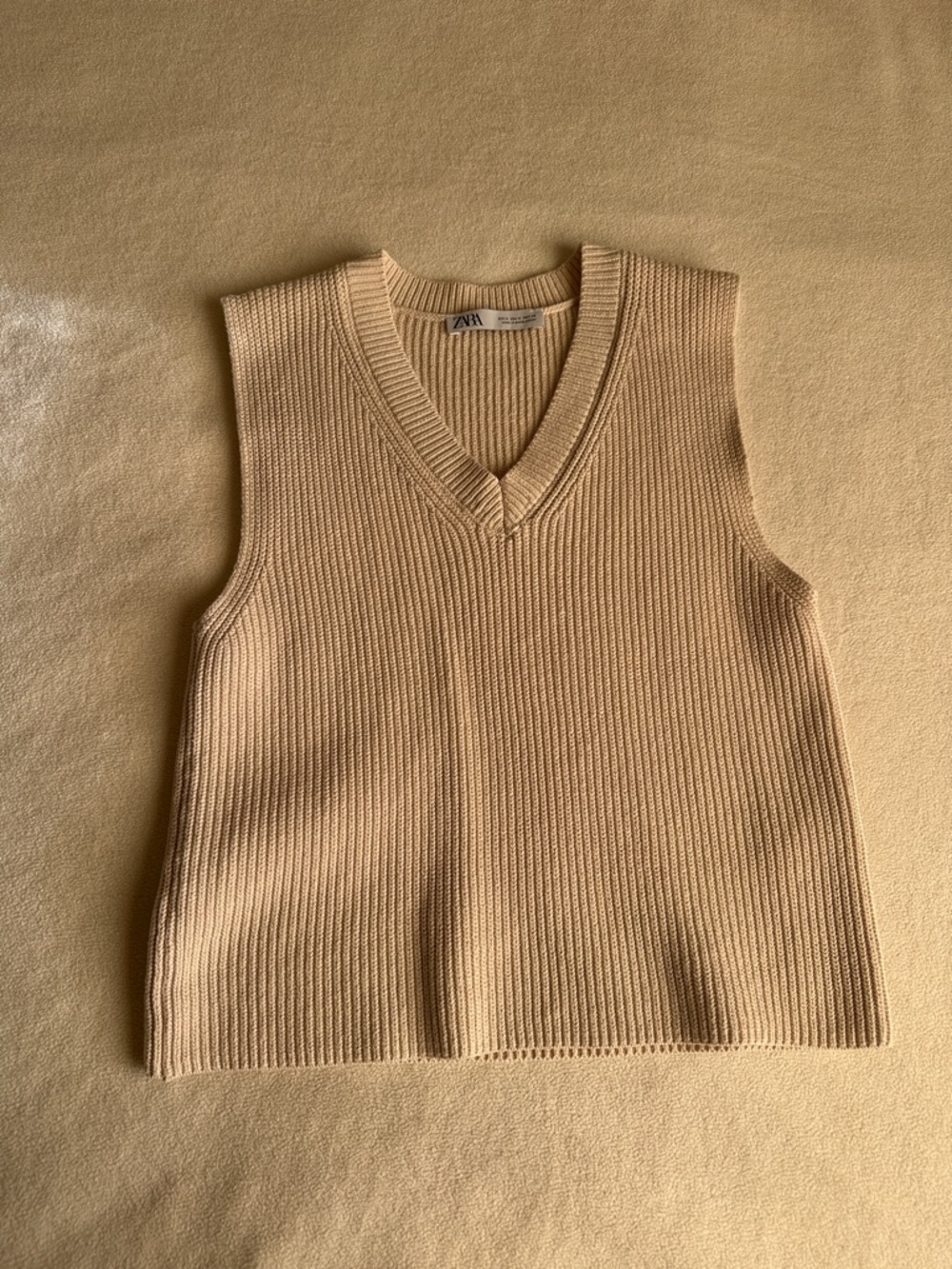 ZARA Ribbed V-Neck Knit Vest